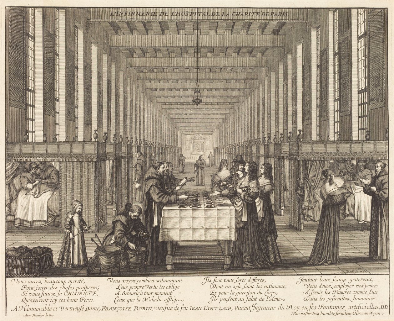 Sykeavdelingen ved Hôpital de la Charité i Paris av Abraham Bosse