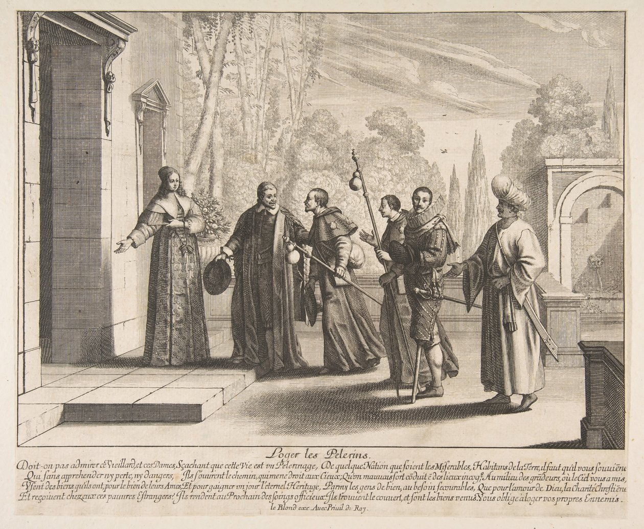Innlosjerende pilegrimer, muligens 1635. av Abraham Bosse