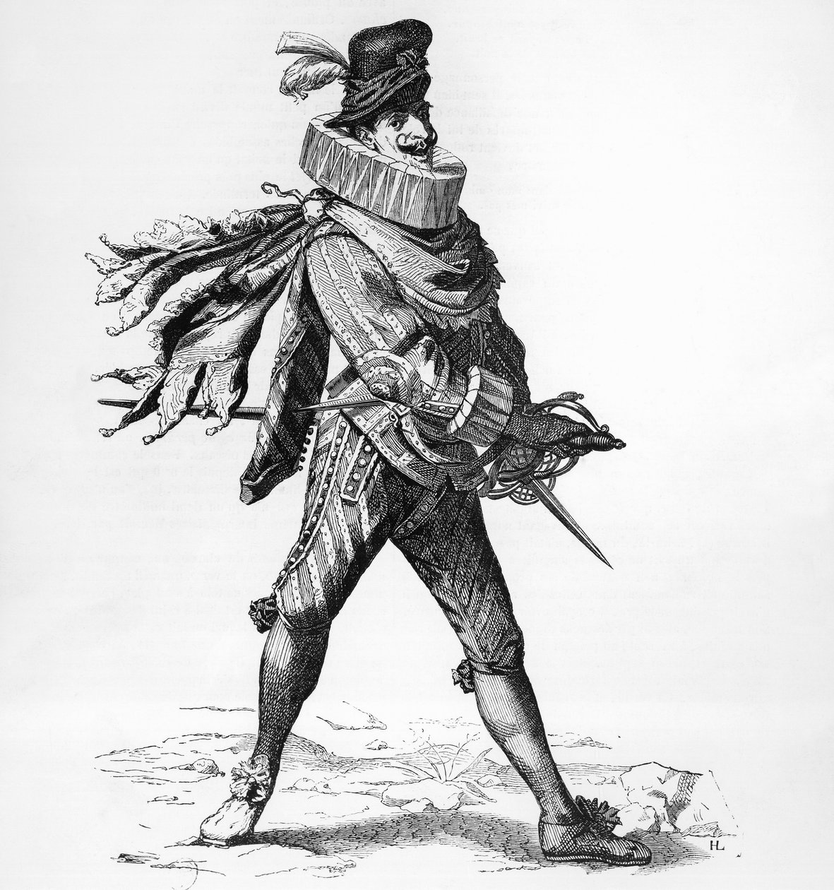 Portrett av Silvio Fiorillo (1600-tallet), italiensk Commedia dell