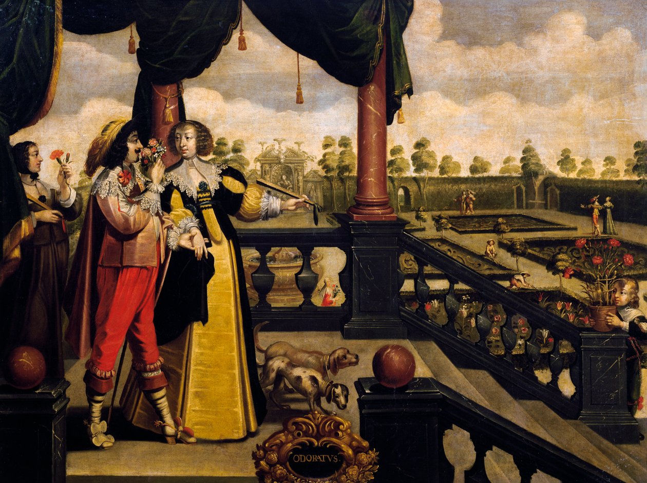 Luktesans, ca 1635, av Abraham Bosse (1604-1676), etter maleri fra serie på 5 av ukjent kunstner, Frankrike av Abraham Bosse