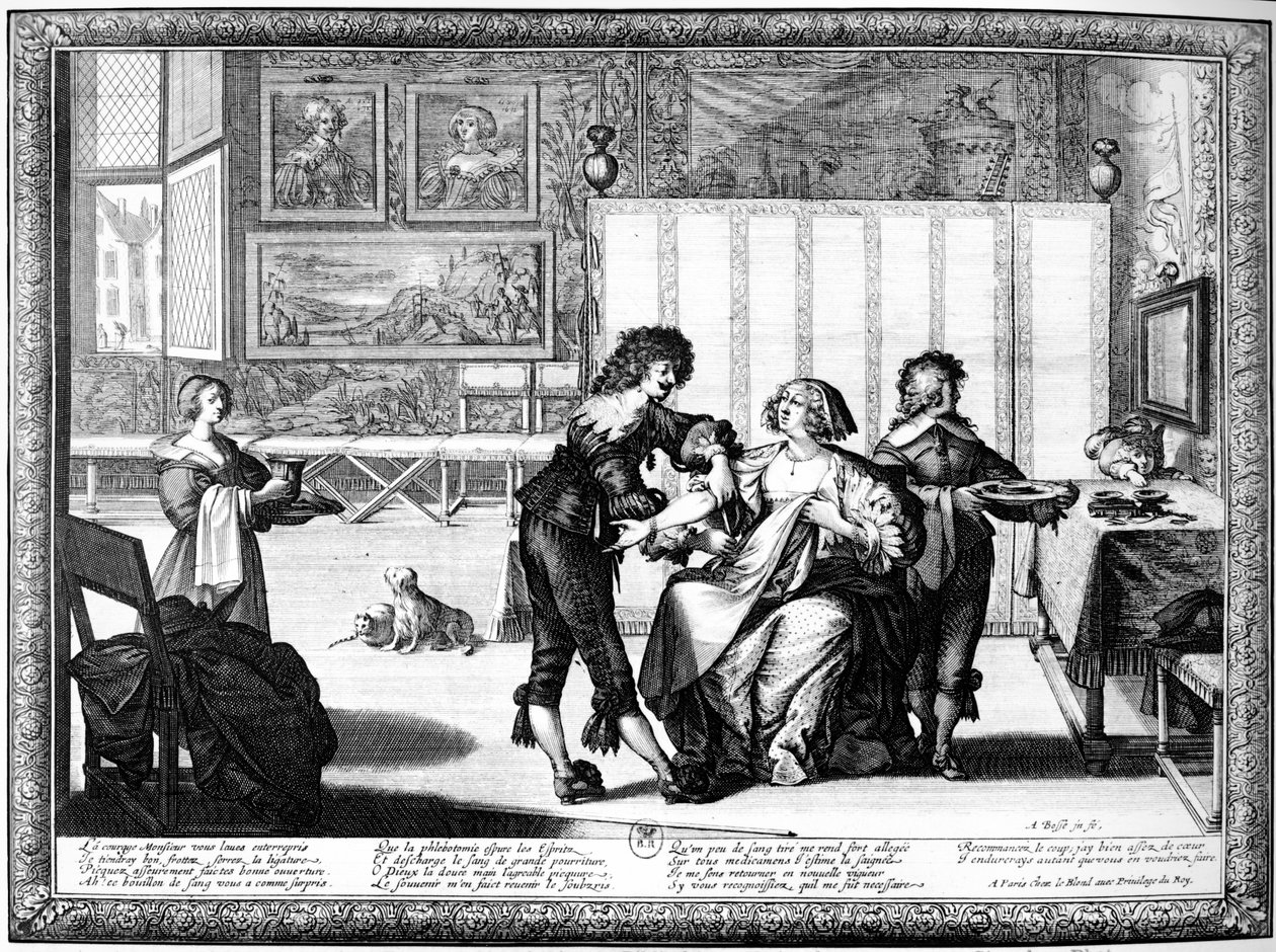 The Blood Letting (gravering) (bw-bilde) av Abraham Bosse