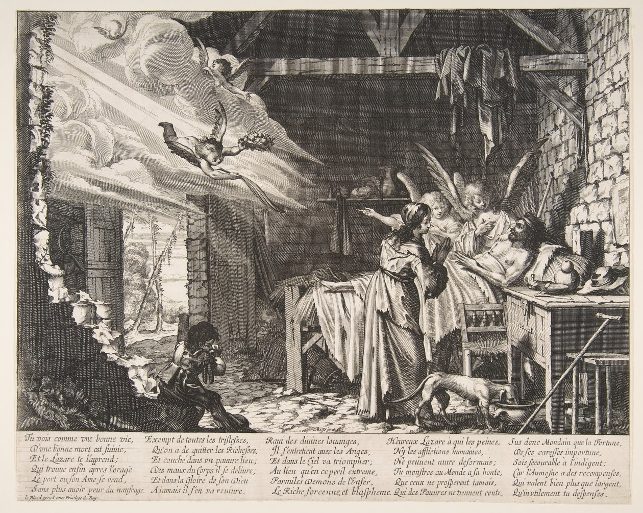 Lasarus død, 1620-76. av Abraham Bosse