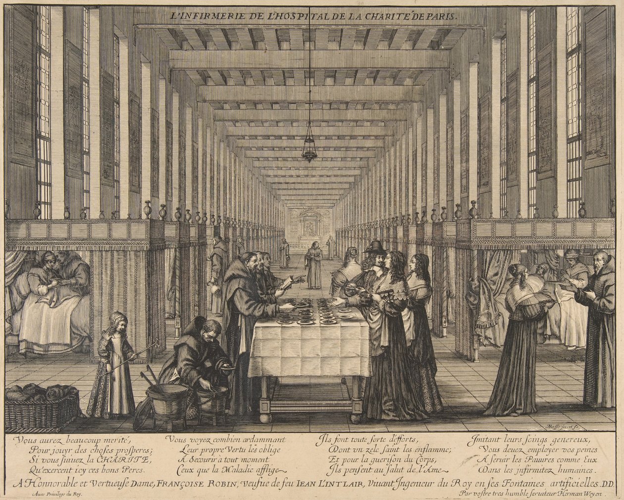 Sykehuset til veldedighetssykehuset, ca. 1639. av Abraham Bosse