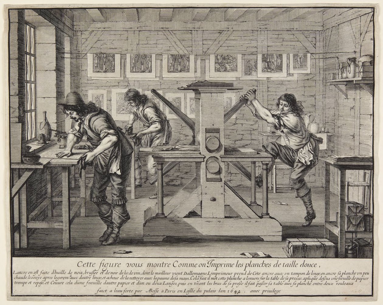 Trykking av kobberplater (Dyptrykkeren) av Abraham Bosse