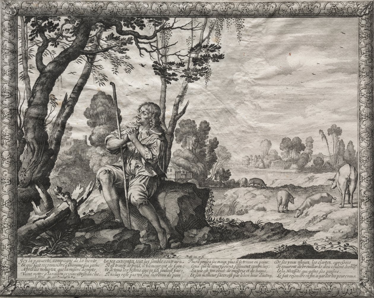 The Prodigal Son: The Prodigal Tending the Pigs av Abraham Bosse
