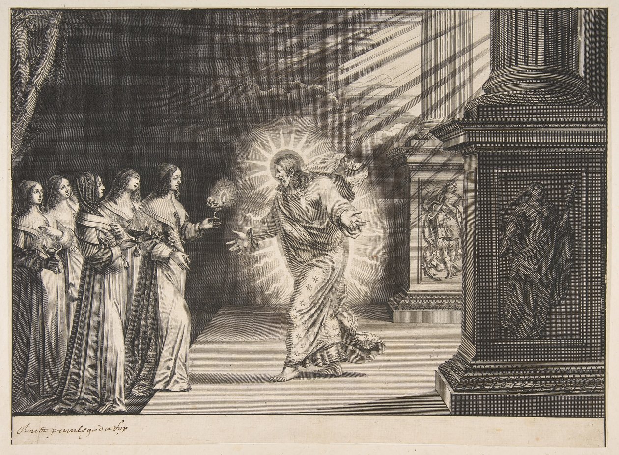 De vise jomfruer før Kristus, ca. 1635. av Abraham Bosse