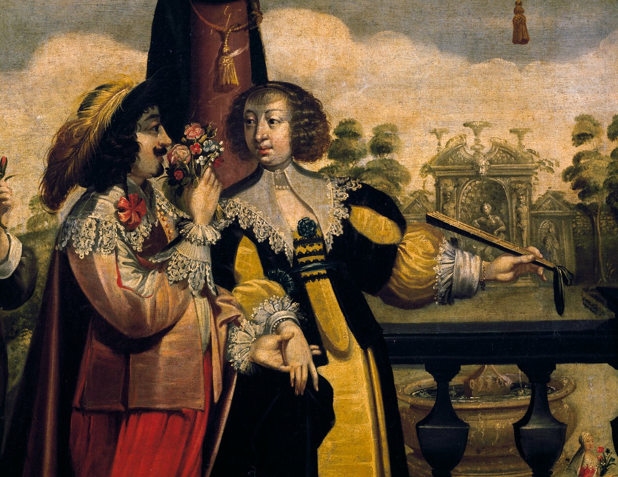 Luktesansen, ca 1635, av Abraham Bosse (1604-1676), etter et maleri fra en serie på 5 av ukjent kunstner, detalj. Frankrike av Abraham Bosse