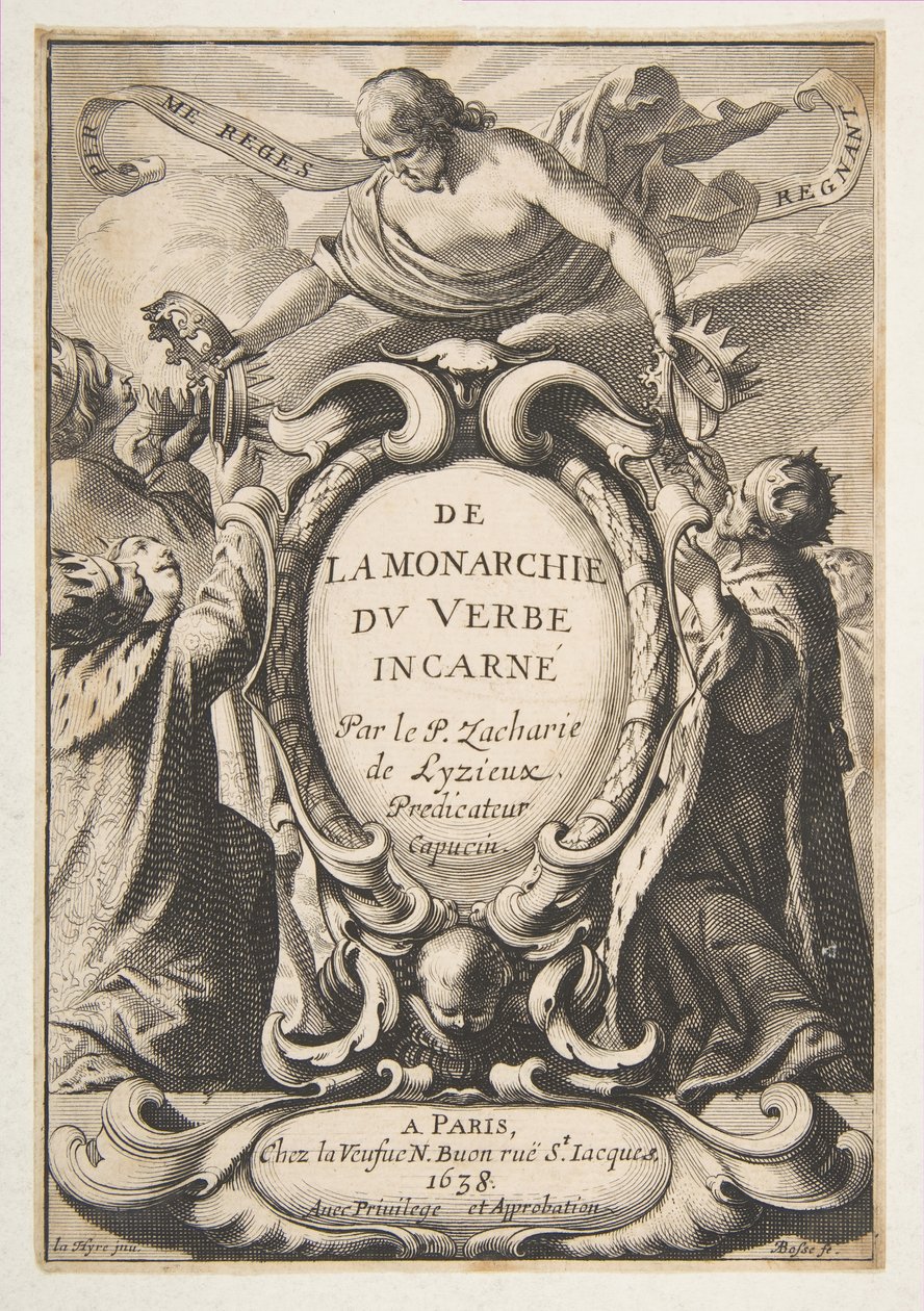 Tittelside: Fra Monarchy of the Incarnate Word, 1638. av Abraham Bosse