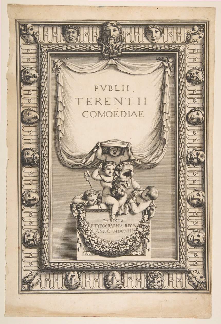 Tittelside: Komedier av Terence Publii Terentii Comoediae, 1642. av Abraham Bosse