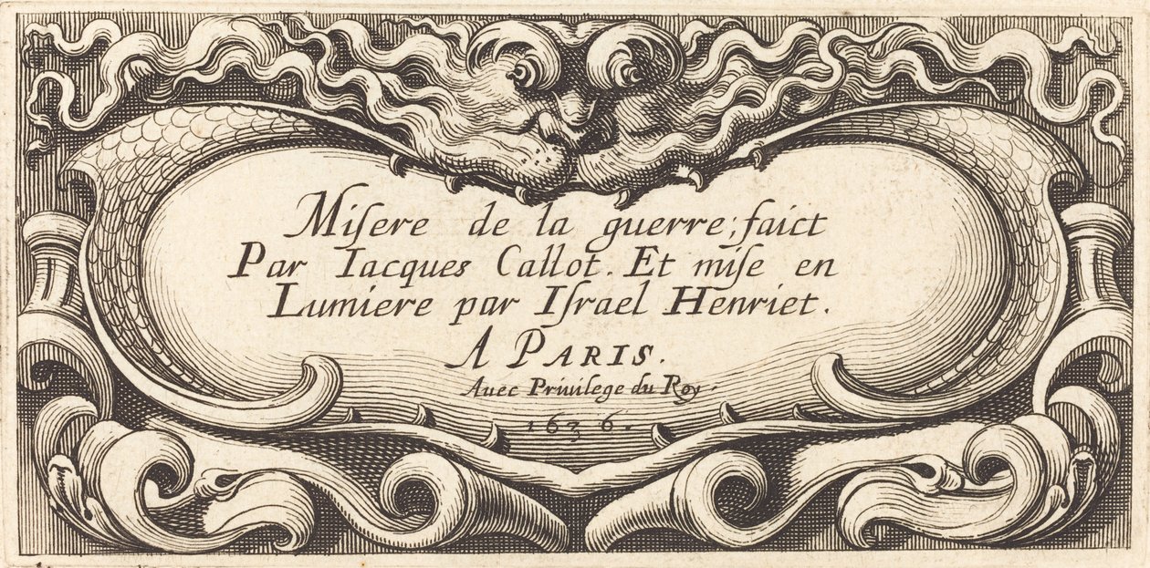 Tittelside for Callots "The Small Miseries of War" av Abraham Bosse