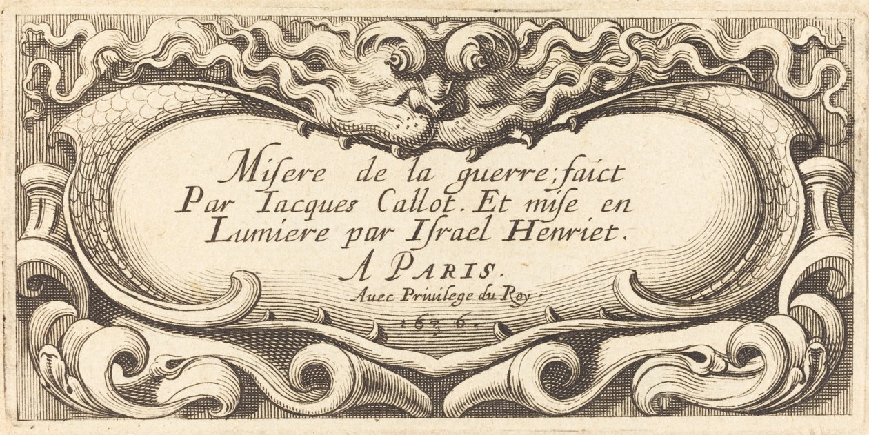 Tittelside for Callots "The Small Miseries of War" av Abraham Bosse