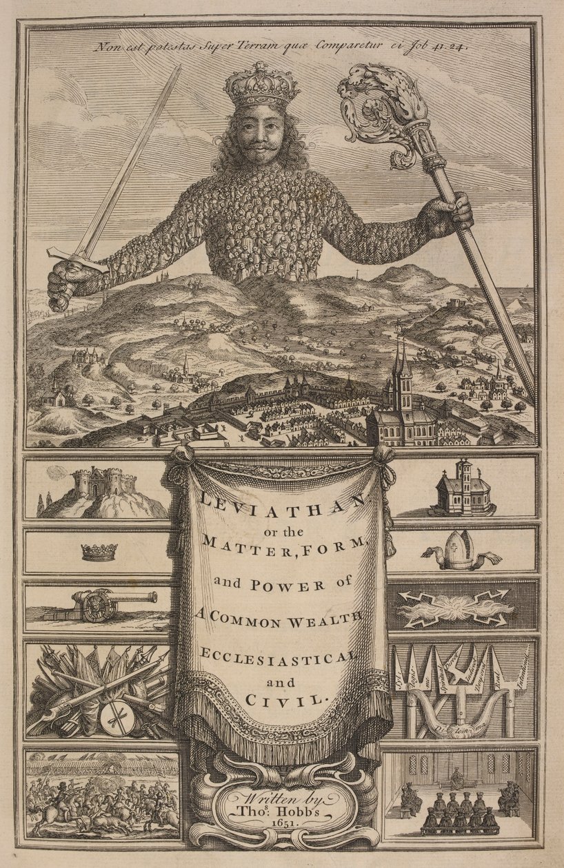 Tittelside til "Leviathan, eller The Matter, Forme, & Power of a Common-Wealth Ecclesiasticall and Civill" av Thomas Hobbes av Abraham Bosse
