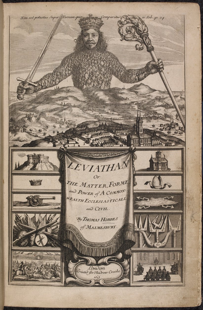 Tittelside til "Leviathan, eller The Matter, Forme, & Power of a Common-Wealth Ecclesiasticall and Civill" av Thomas Hobbes av Abraham Bosse