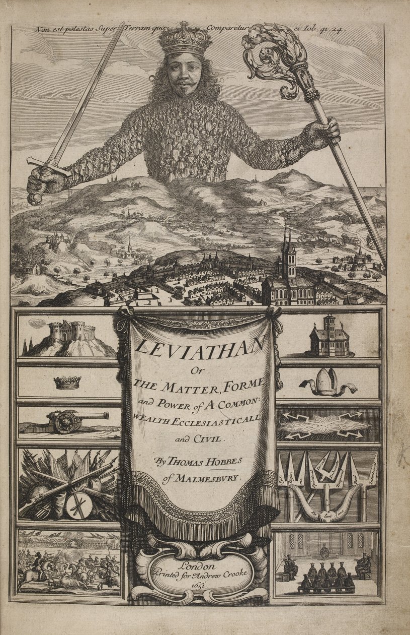 Tittelside til "Leviathan, eller The Matter, Forme, & Power of a Common-Wealth Ecclesiasticall and Civill" av Thomas Hobbes av Abraham Bosse