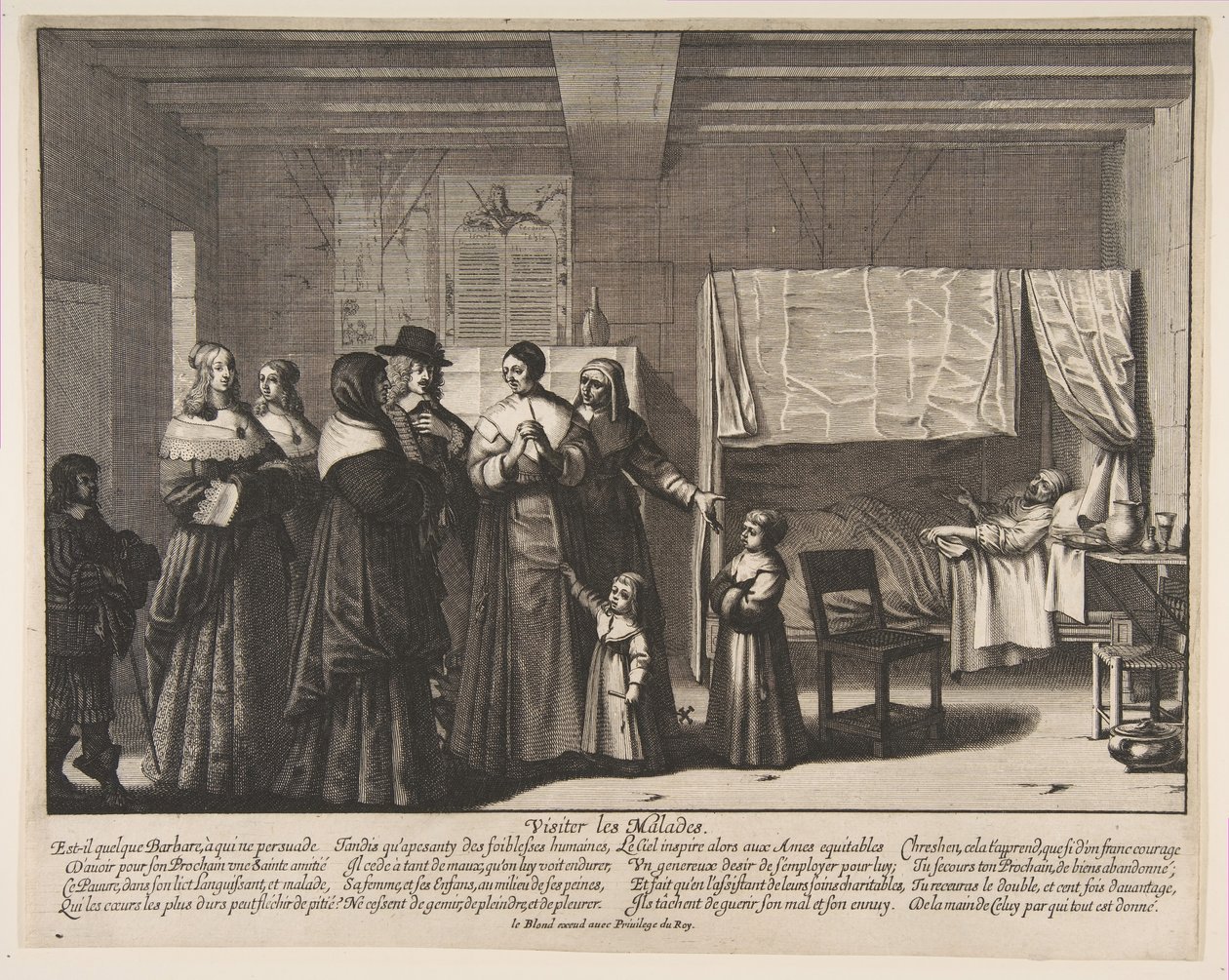 Besøke de syke. av Abraham Bosse