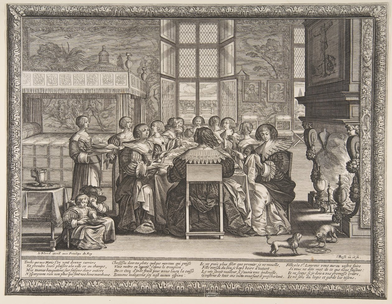 Koner ved bordet under fraværet av ektemennene deres, ca. 1635-36. av Abraham Bosse