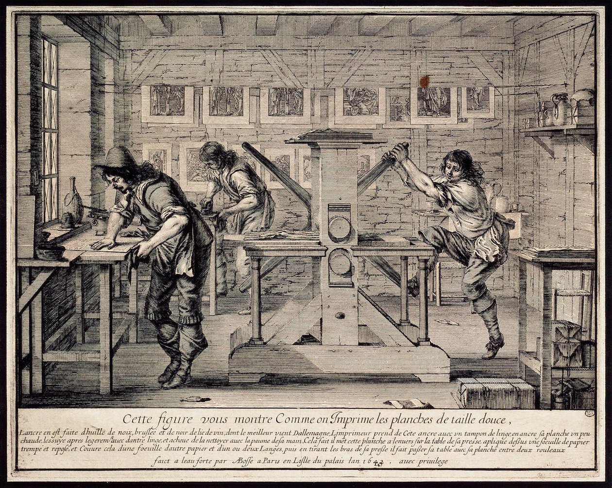 En gravørs verksted, 1642. av Abraham Bosse
