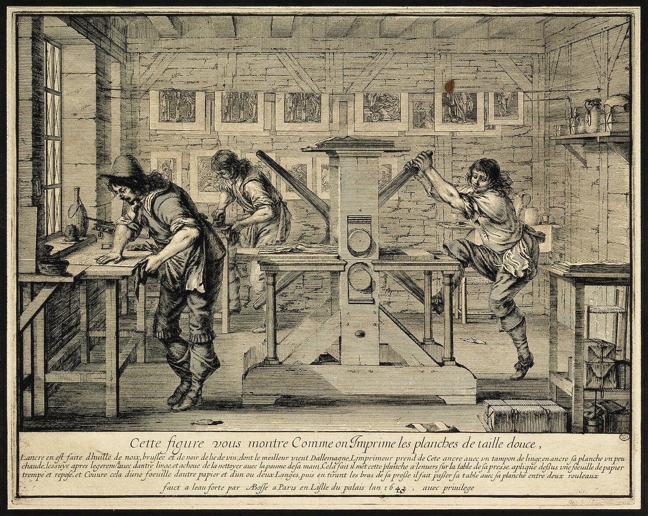 En gravørs verksted, 1642 av Abraham Bosse