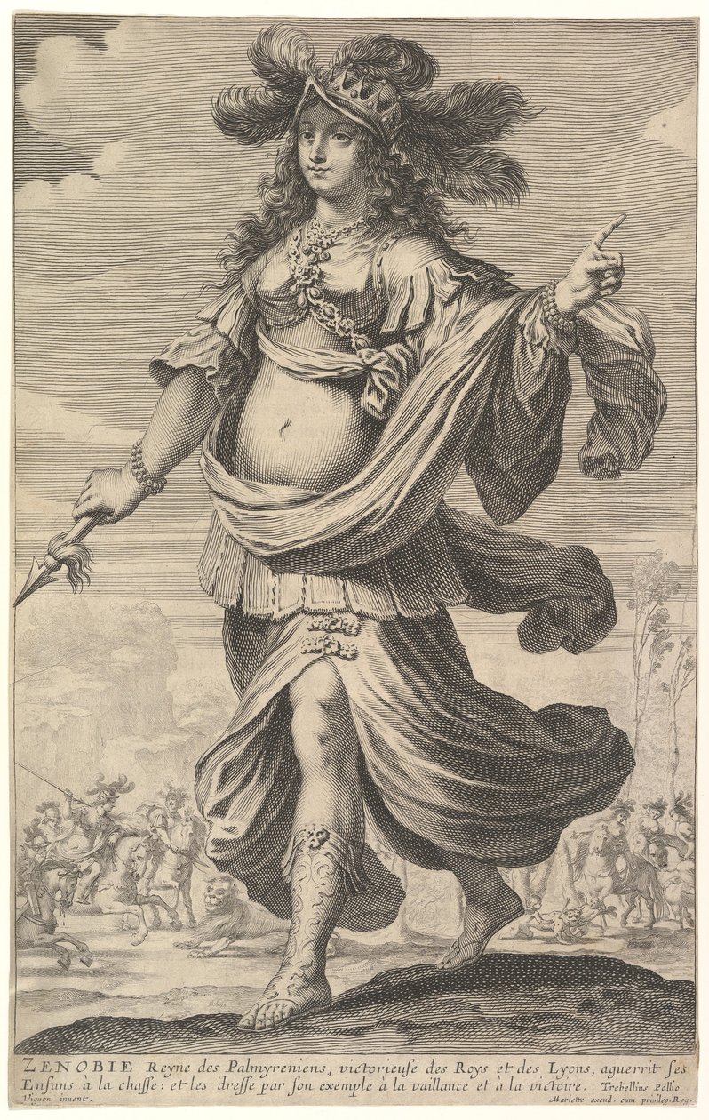 Zenobia, en illustrasjon fra Pierre Le Moynes The Gallery of Strong Women, ca. 1647. av Abraham Bosse
