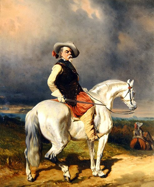 Cavalier on a White Horse (olje på lerret) av Abraham Cooper