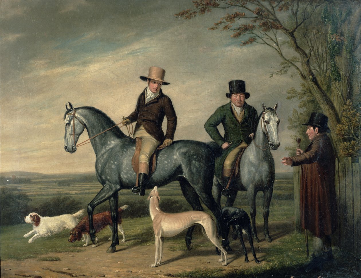 To herrer på gråjegere av Abraham Cooper