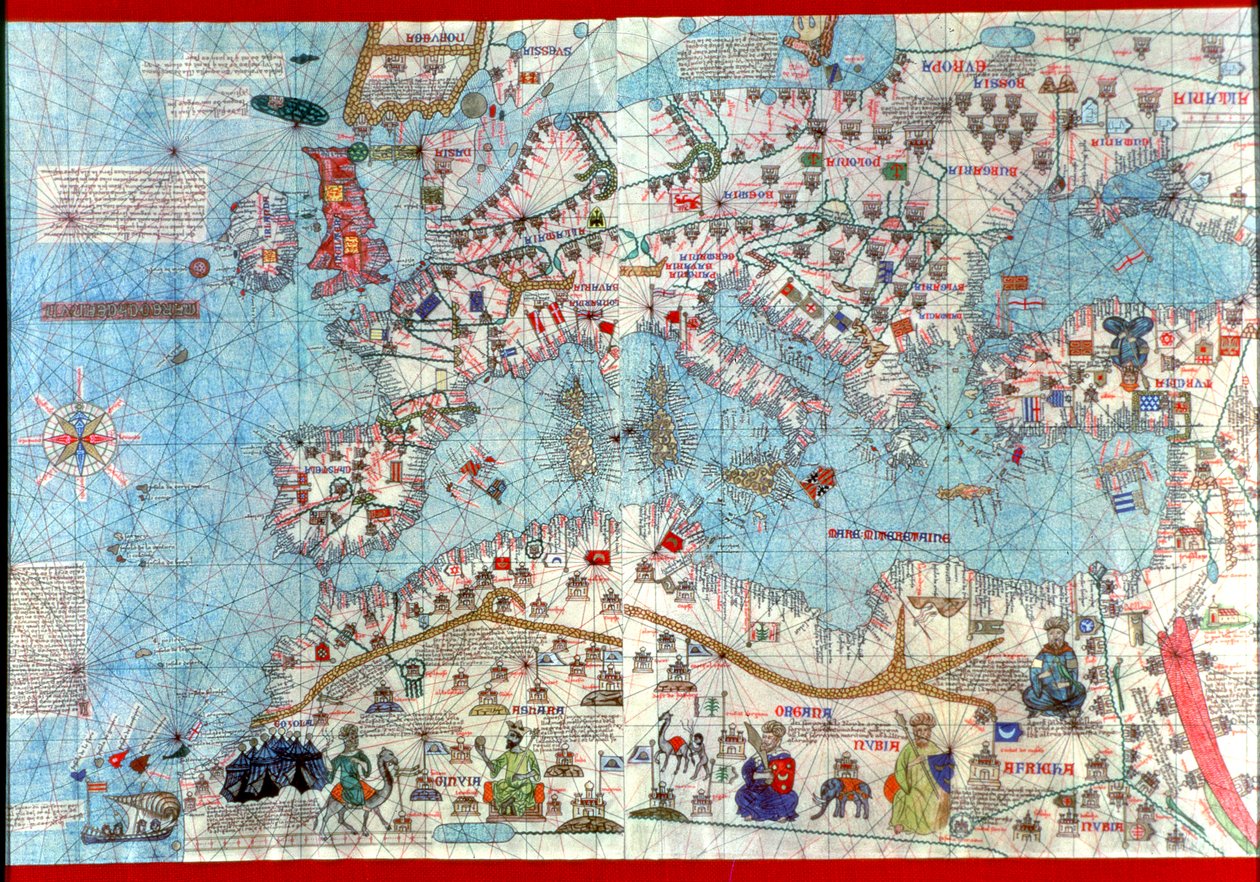 Katalansk atlas, 1375 (kart) av Abraham & Cresques Jehuda (1360-1410) Cresques