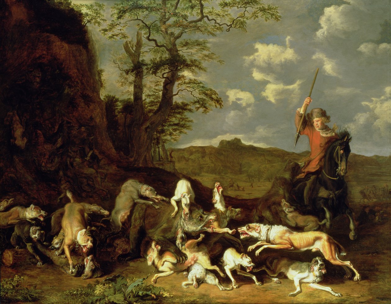 En bjørnejakt, 1655 av Abraham Danielsz. Hondius