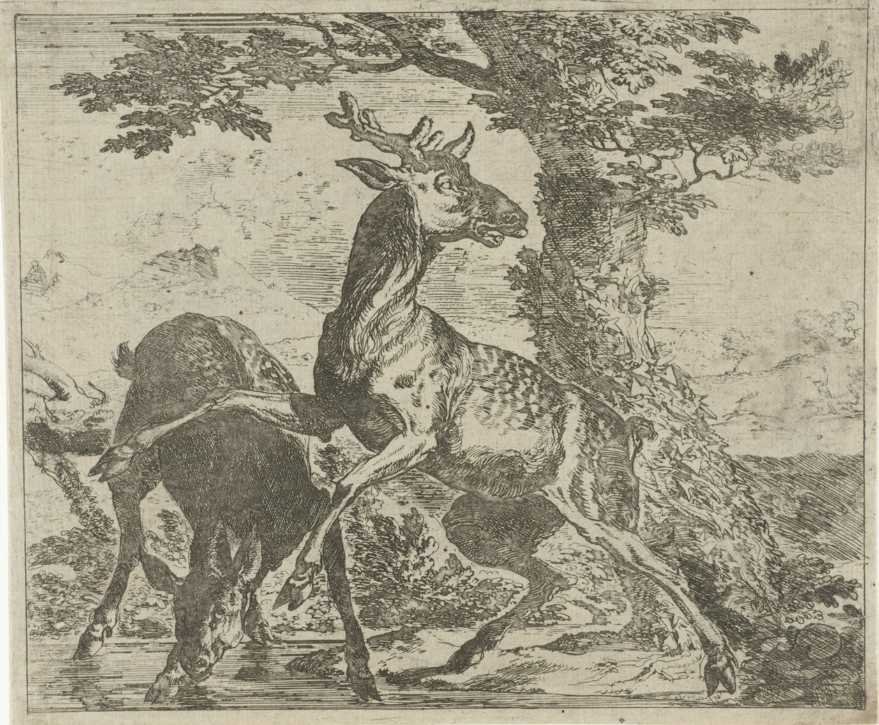 oppsiktsvekkende hjort Forskjellige dyr (serietittel) av Abraham Danielsz. Hondius
