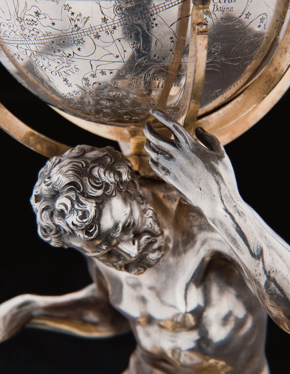 To eksepsjonelle jord- og himmelkloder, støttet av Hercules og Atlas, Augsburg, 1697-99 av Abraham Drentwett