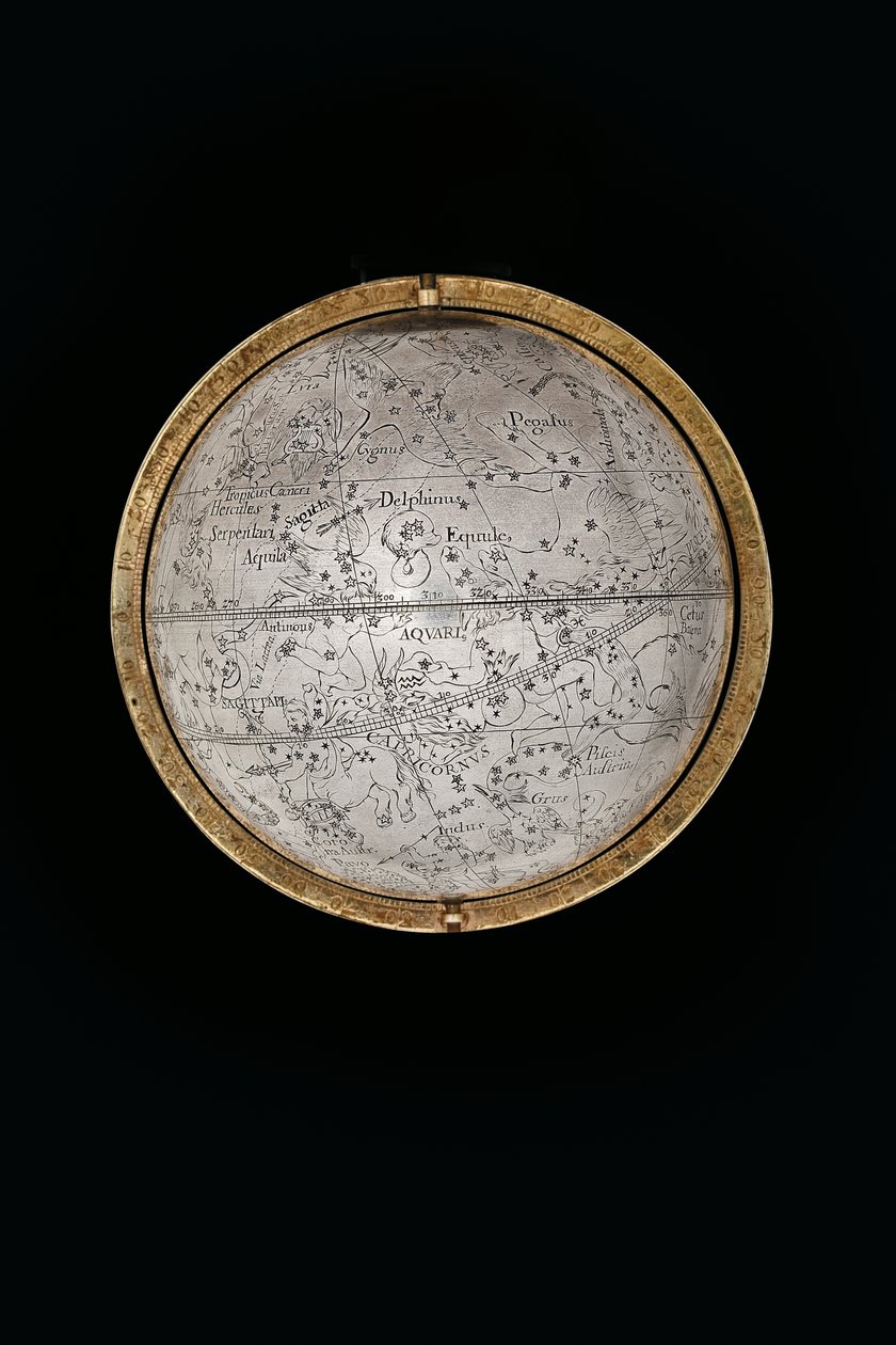 To eksepsjonelle jord- og himmelkloder, støttet av Hercules og Atlas, Augsburg av Abraham Drentwett