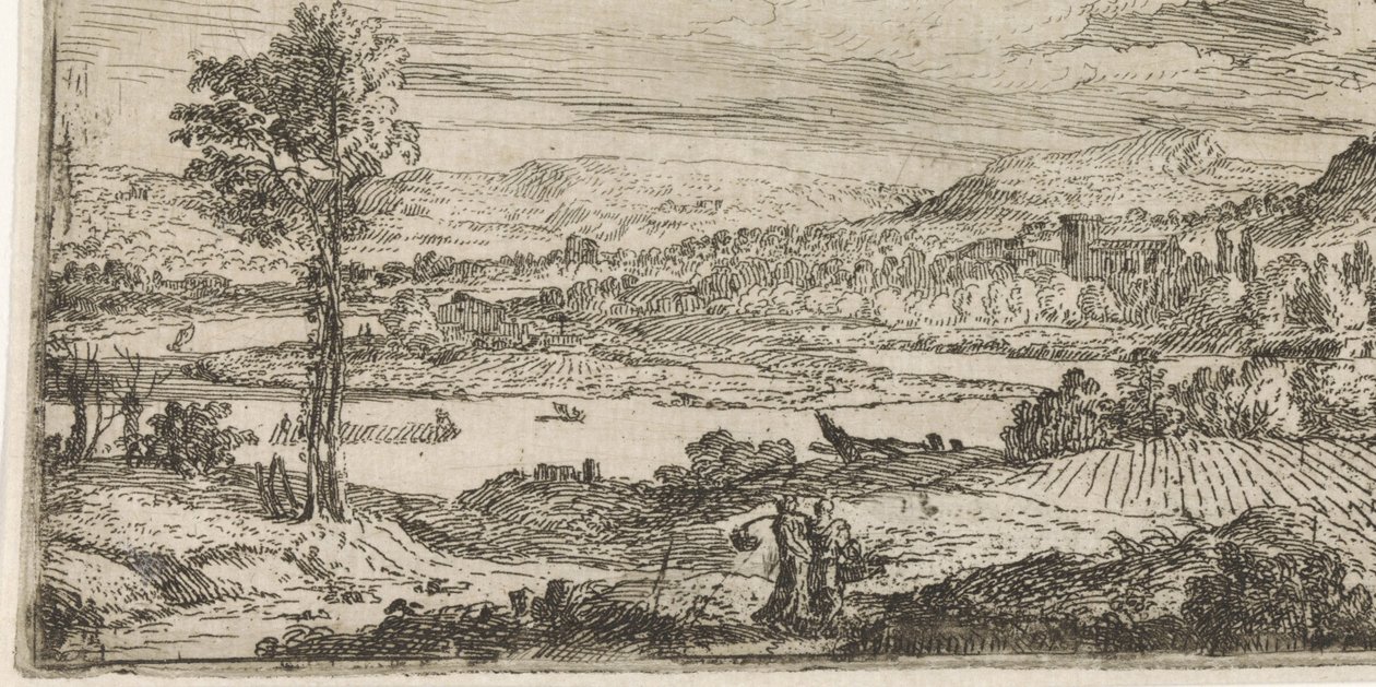 Landskap med elv av Abraham Genoels