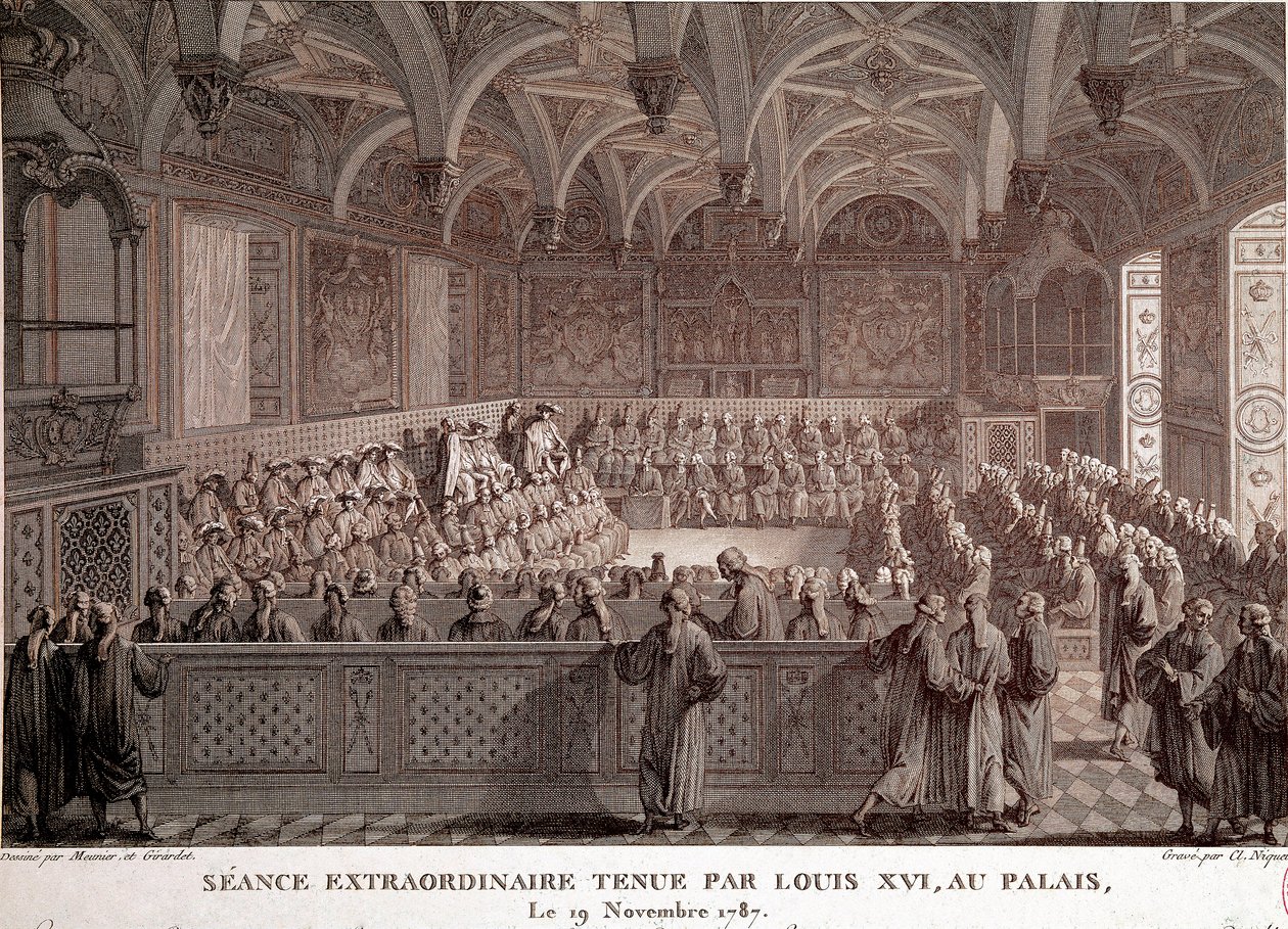 Første av den franske revolusjonen: Ekstraordinær sesjon holdt av Ludvig XVI (1754-1793) på slottet i Versailles, 19. november av Abraham Girardet