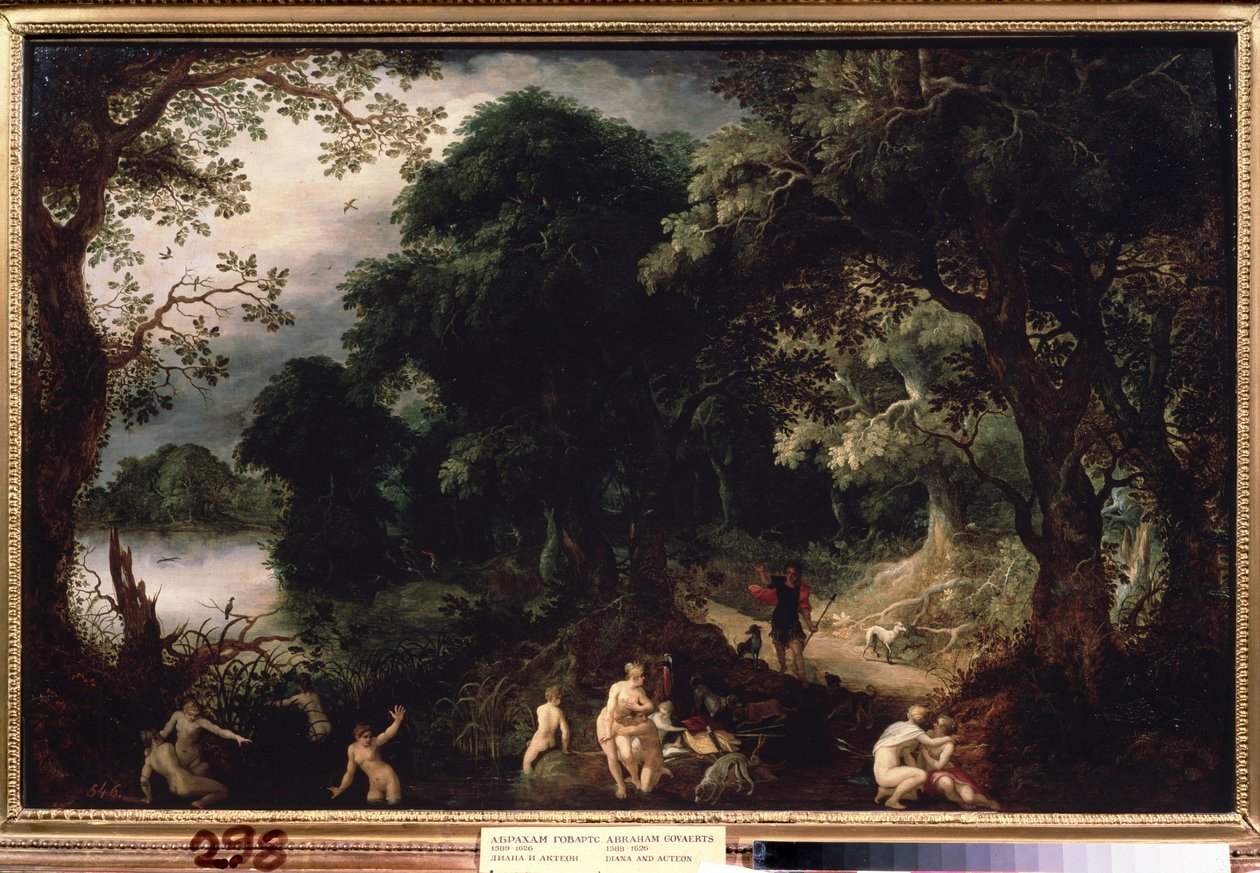 ""Diane et Acteon"" (Diana og Actaeon) Diane overrasket i badekaret av jegeren Acteon. Maleri av Abraham Govaerts (1589-1626) rundt 1620 Pushkin Museum Moskva av Abraham Govaerts