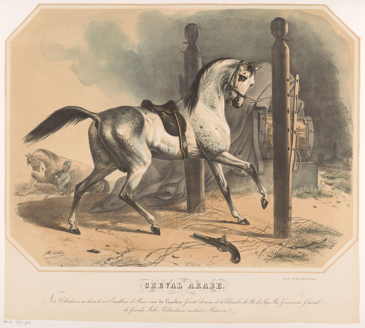 Araberhest av Godert van der Capellen Cheval Arabe (tittel på objekt) av Abraham Hendrik Winter
