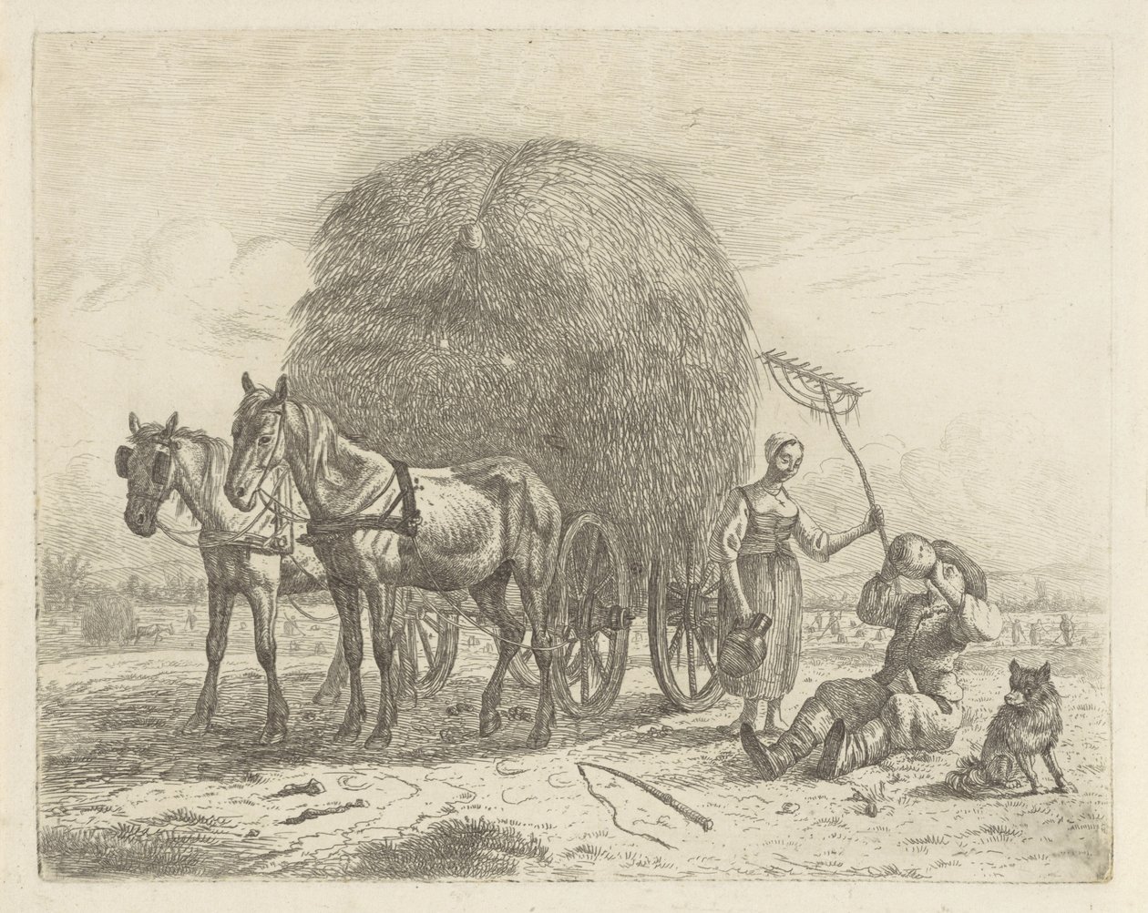 Drikkende bonde med en hogstmann av Abraham Hendrik Winter