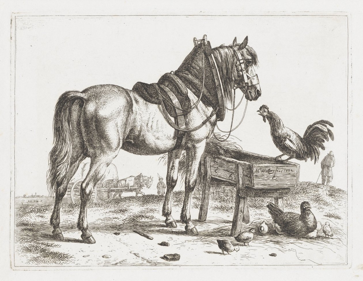 Hest ved en mater av Abraham Hendrik Winter