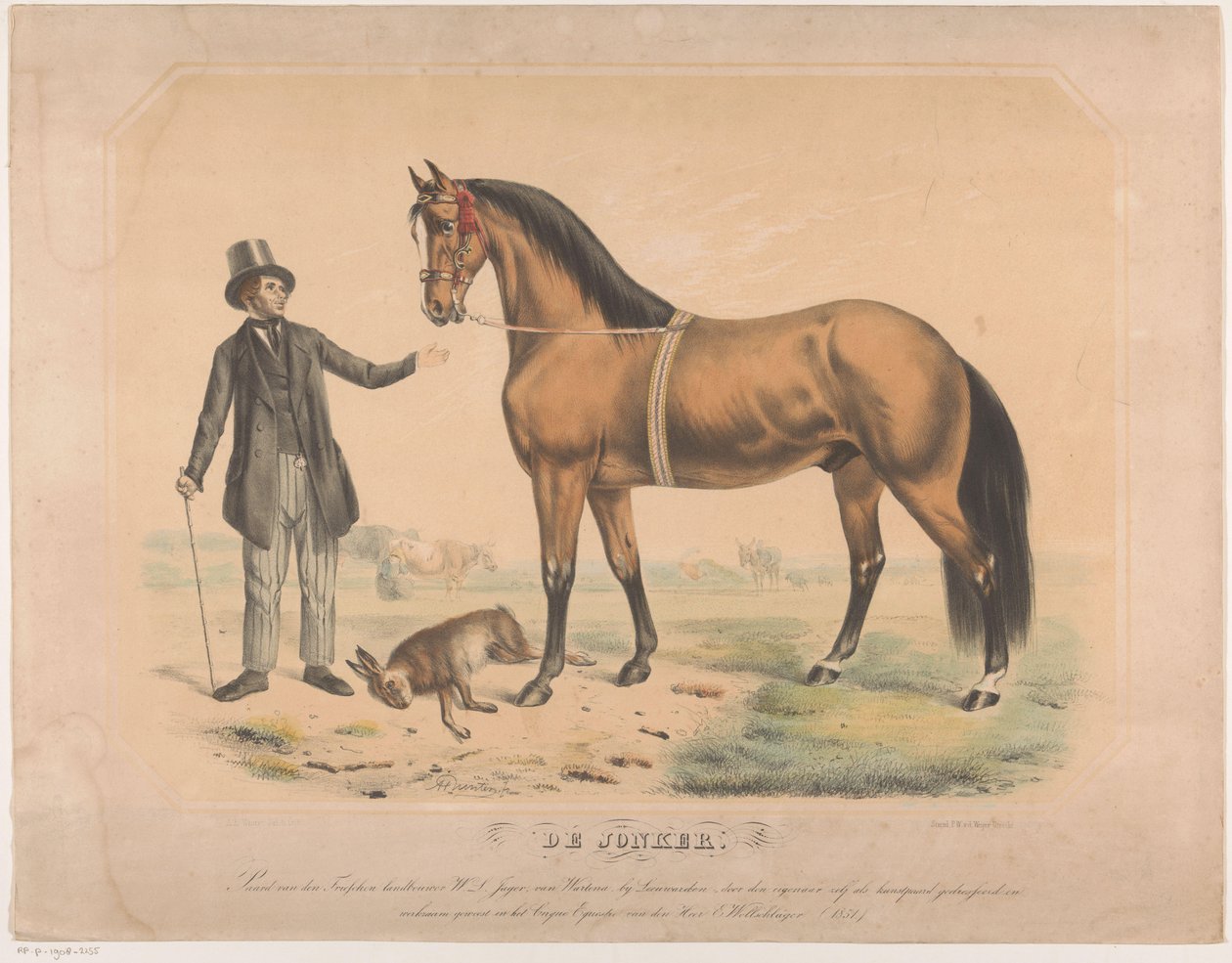 Hest til WL de Jager fra Wartena De Jonker (tittel på objekt) av Abraham Hendrik Winter