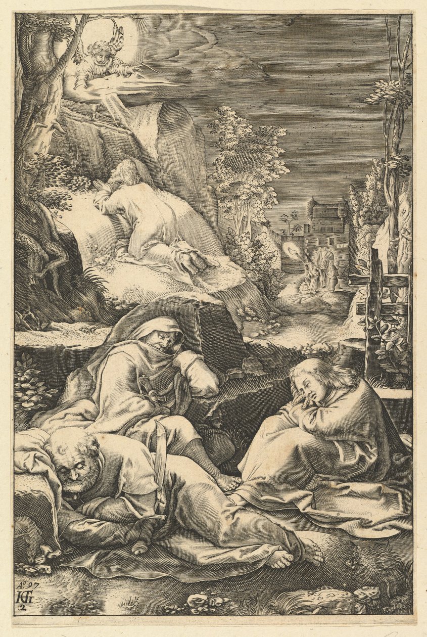 The Agony in the Garden, fra The Passion of Christ, ca. 1598-1653. av Abraham Hogenberg