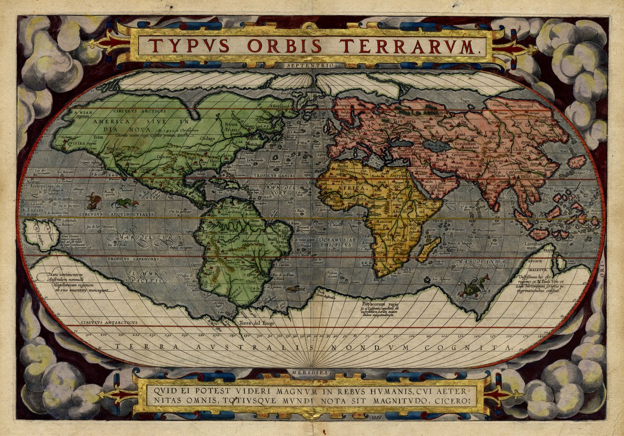 Verdenskarttype av Abraham & Hogenberg Frans & Kremer Gerard (16th century) Ortelius