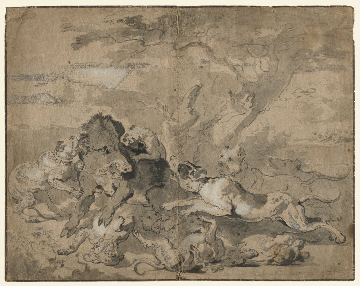 Villsvinjakt av Abraham Hondius