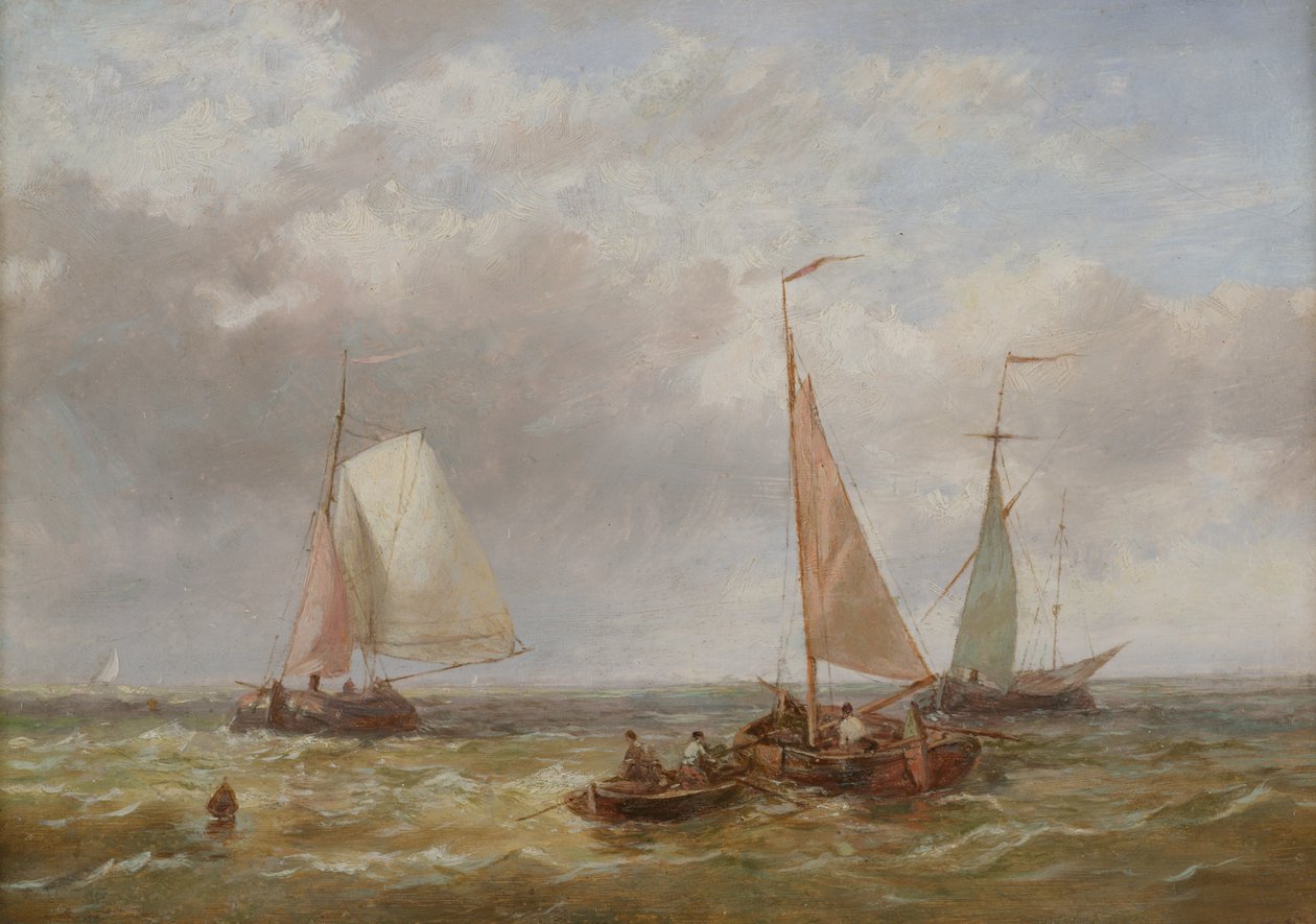 Fiskebåter til sjøs (panel) av Abraham Hulk