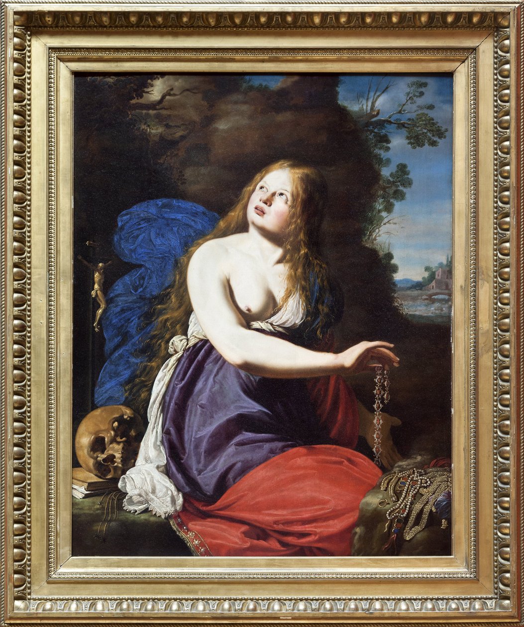 Angrer Maria Magdalena, Oljemaleri på tre av Abraham Janssens (van Nuyssen) (1567-1631). Fotografi, KIM Youngtae, Lille kunstpalass, Lille, Frankrike. av Abraham Janssens