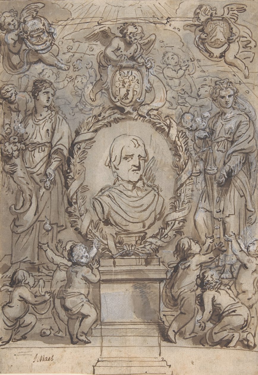 Design for en tittelside, 1600-tallet. av Abraham Jansz van Diepenbeeck