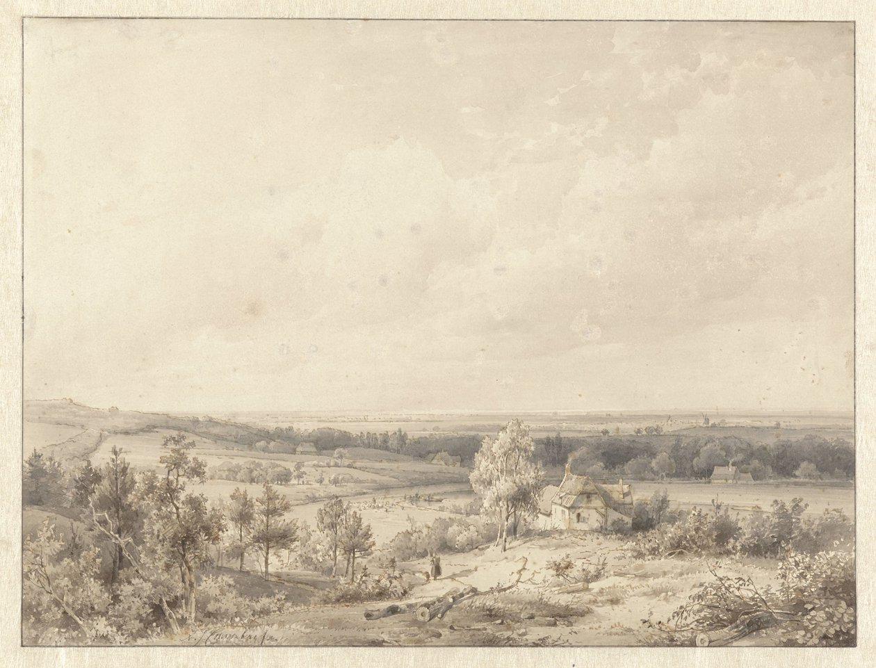 Utsikt mot Alkmaar fra sanddynen i Schoorl av Abraham Johannes Couwenberg