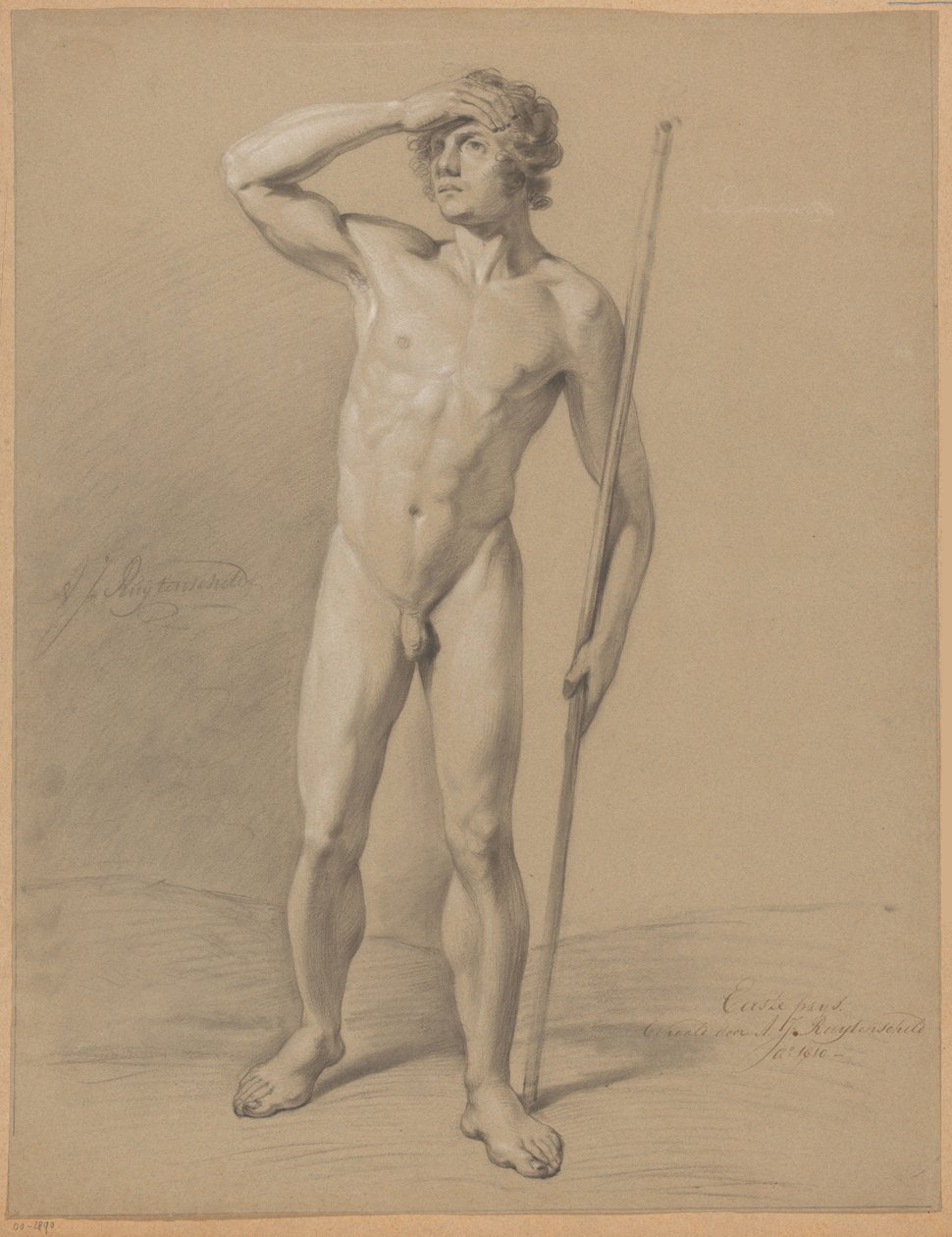 Stående naken mann, sett forfra (1. premie 1810) av Abraham Johannes Ruytenschildt