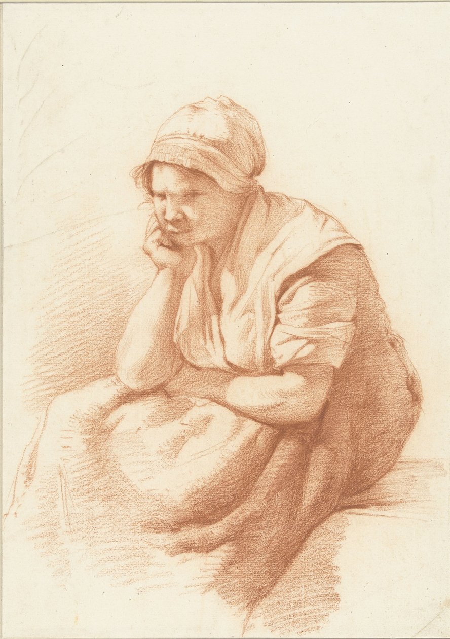Studie av en sittende kvinne med armen under hodet av Abraham Johannes Ruytenschildt