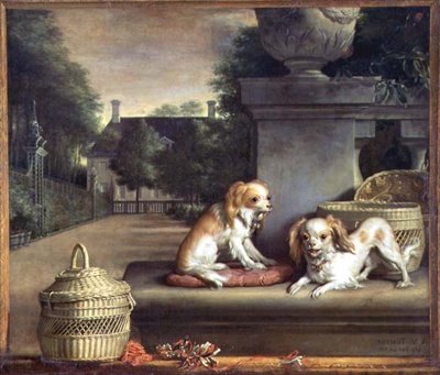 To hunder i en park av Abraham Lambertsz van den Tempel