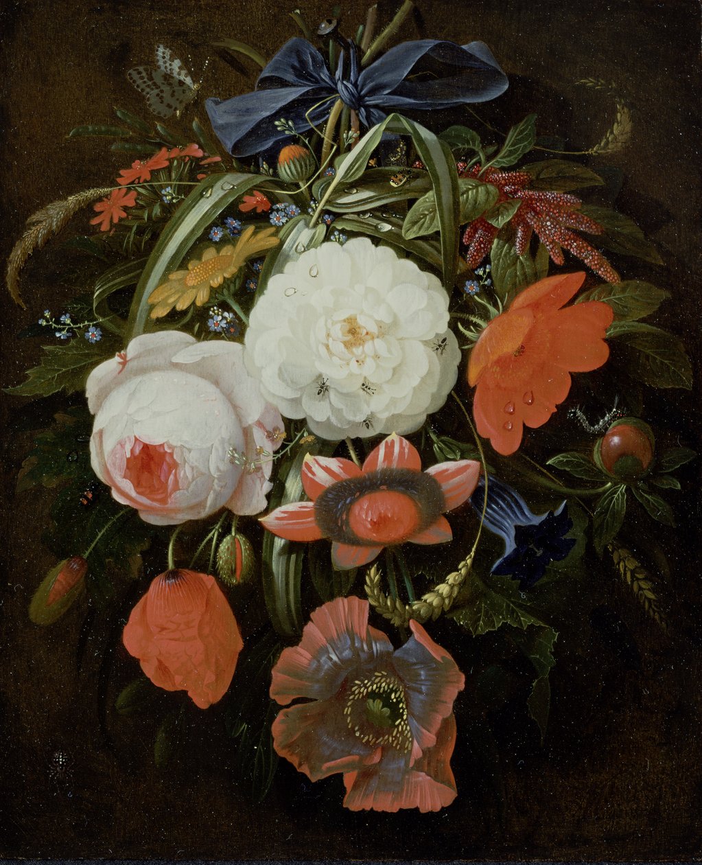 Stilleben med hengende blomster av Abraham Mignon