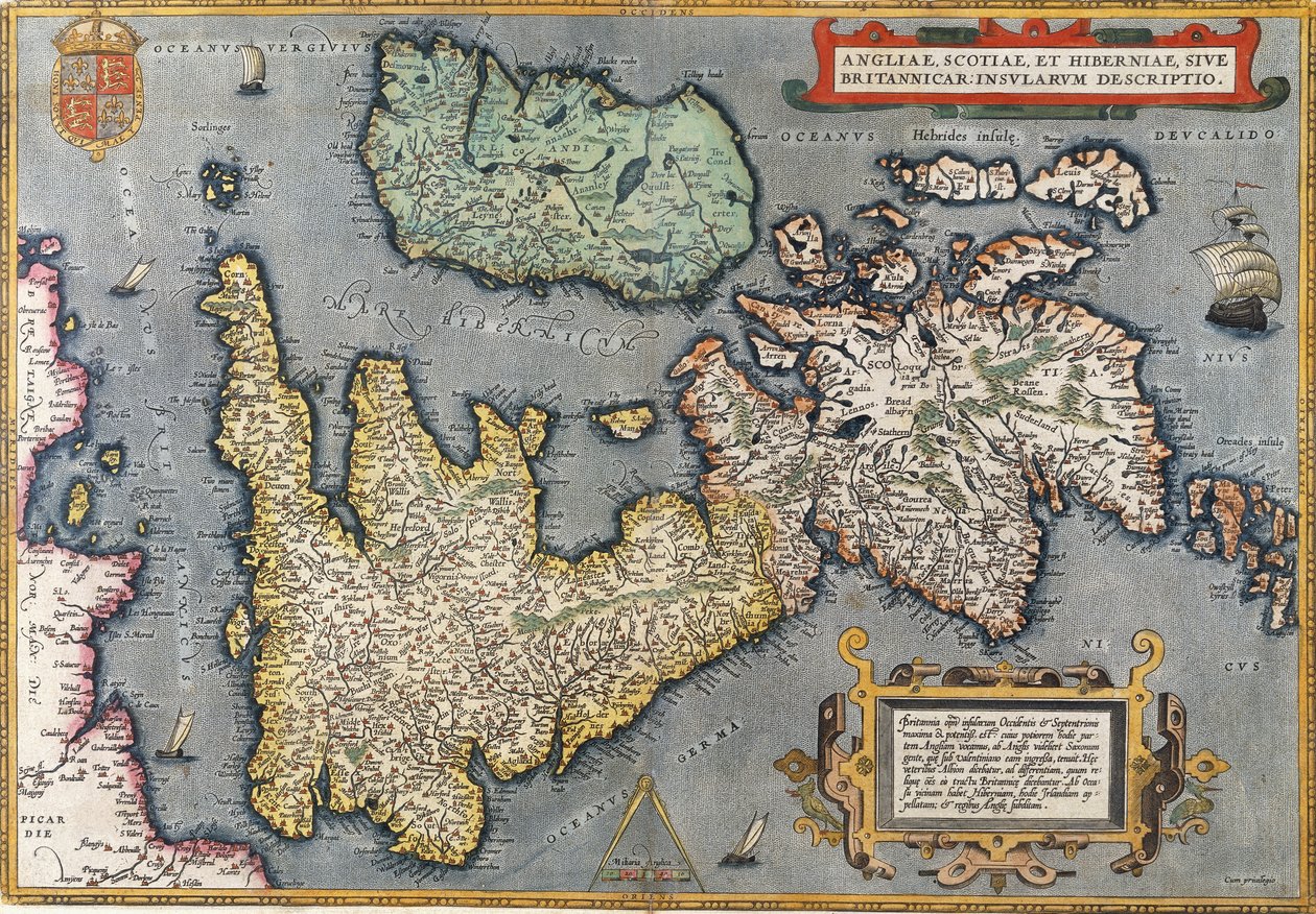 Et kart over Storbritannia, 1587 av Abraham Ortelius