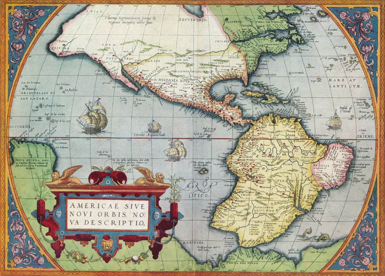 Amerika, eller den nye verden: Fra Theatrum Orbis Terrarum av Abraham Ortelius, 1570, 1570, 19 av Abraham Ortelius